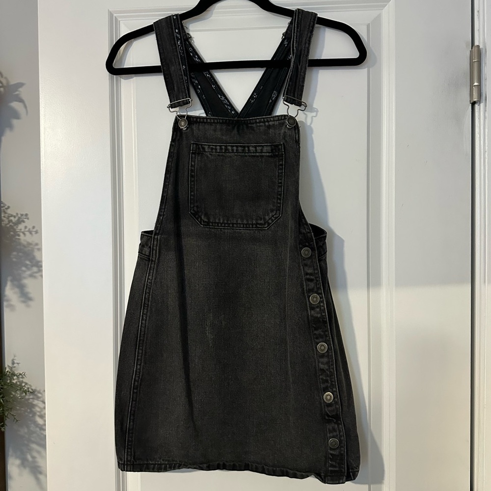 Free People Black Denim Overall Dress